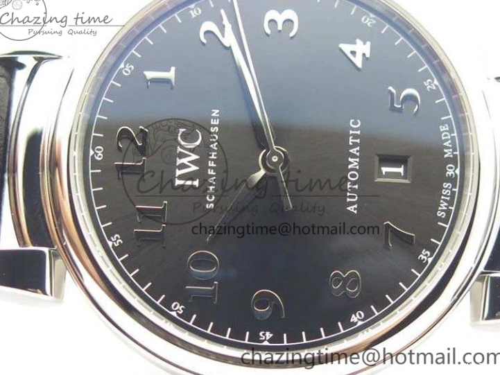 MIROTIME 0202 Tailored Da Vinci IW356601 SS MKF 1:1 Best Edition Black Dial On Black Leather Strap A 7231
